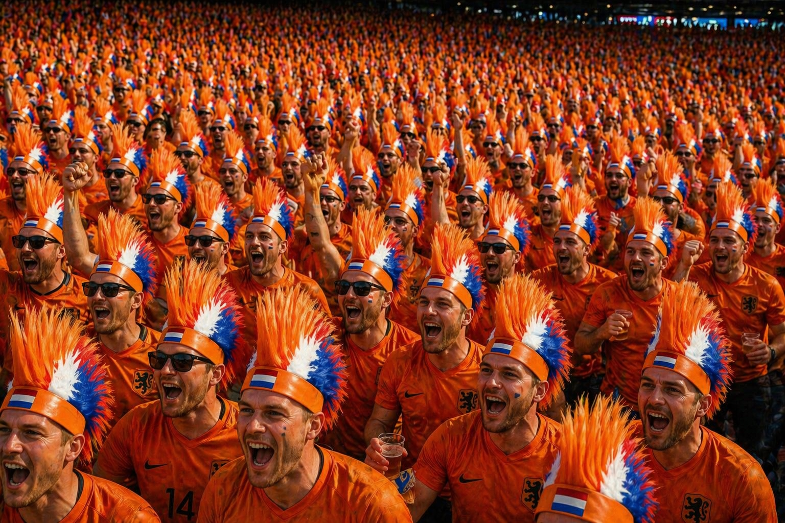 Holland supporters met hanenkam